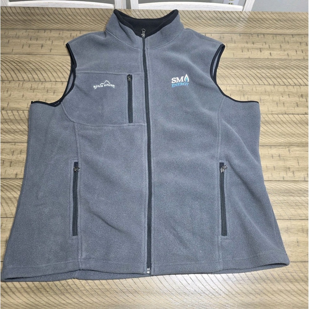 Eddie Bauer Gorpcore Full Zip Fleece Vest Grey Men's 2XL Embroidered Logo
